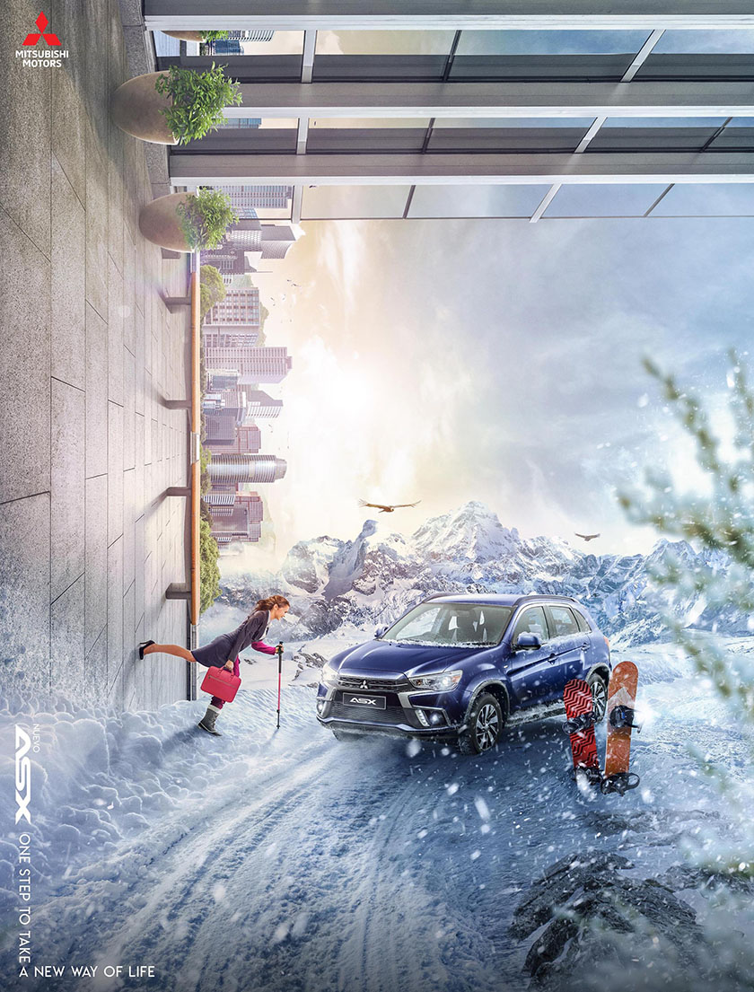 三菱汽車戶外海報(bào)設(shè)計(jì)，直訴“探險(xiǎn)”品牌價(jià)值