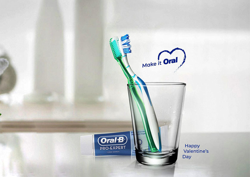 Oral-B藥膏情人節(jié)海報(bào)設(shè)計(jì)，盡秀浪漫與癡情