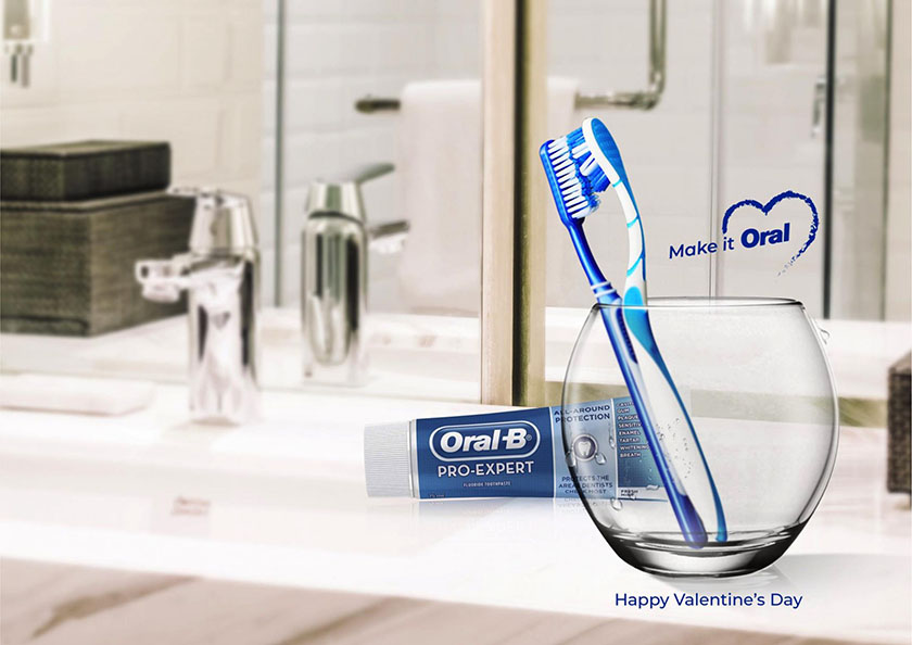 Oral-B藥膏情人節(jié)海報(bào)設(shè)計(jì)，盡秀浪漫與癡情