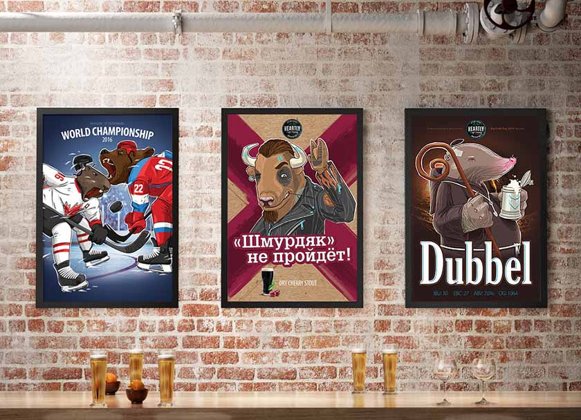 俄羅斯Heartly Brewery淡啤酒包裝設計，20款動物英雄角色插畫引發靈魂躁動