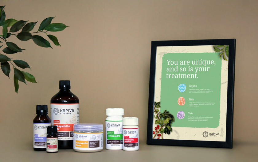 Kapiva藥品包裝設(shè)計，嚴謹?shù)纳珘K加植物插圖