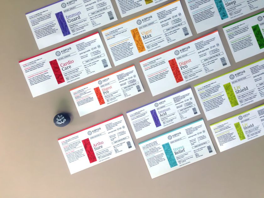 Kapiva處方藥藥品包裝設(shè)計，嚴謹?shù)纳珘K加植物插圖