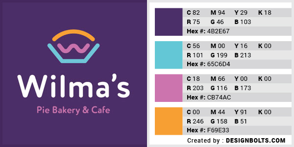 最佳4色組合標志設計-紫色，粉紅色和藍色組合