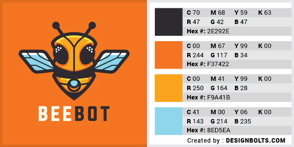 最佳4色組合標志設計-蜂蜜橙和藍色組合
