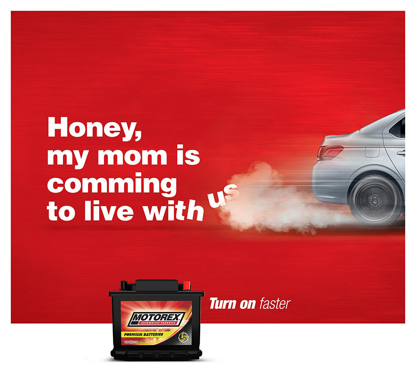 Motorex汽車蓄電池平面廣告海報設(shè)計，幽默接地氣的對話系列