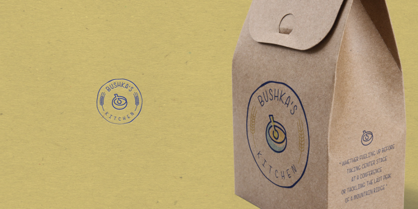 社交活動(dòng)的友好餐飲logo-Bushkas廚房標(biāo)志