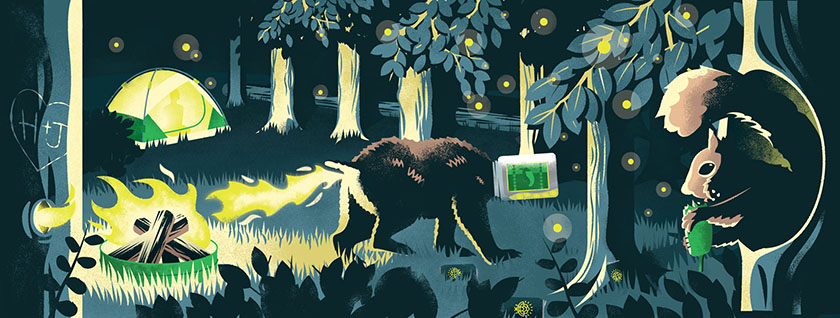 北卡羅來納州罐裝啤酒設計，帶好探險精神深入插畫中的冰涼世界