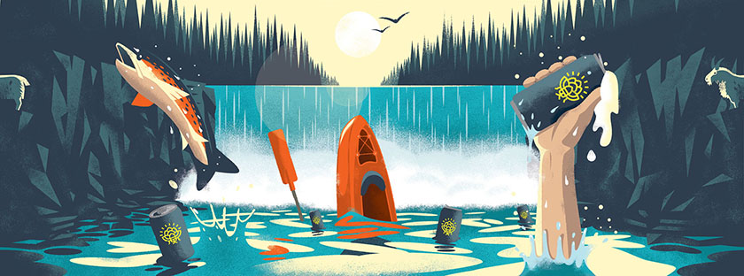 北卡羅來納州罐裝啤酒設計，帶好探險精神深入插畫中的冰涼世界