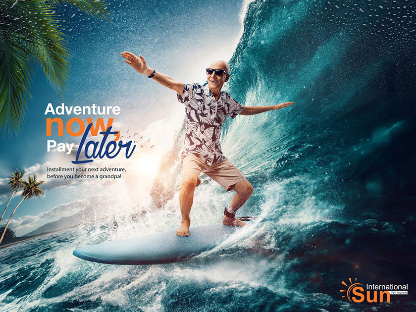 Sun International 旅游海報平面廣告設(shè)計，度過不一樣的祖父時光-海洋沖浪篇