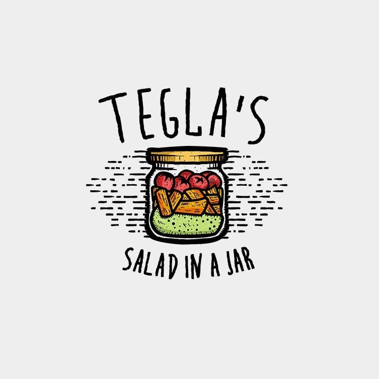 可愛的美味logo設計-菜的五顏六色的收藏在一個玻璃瓶子