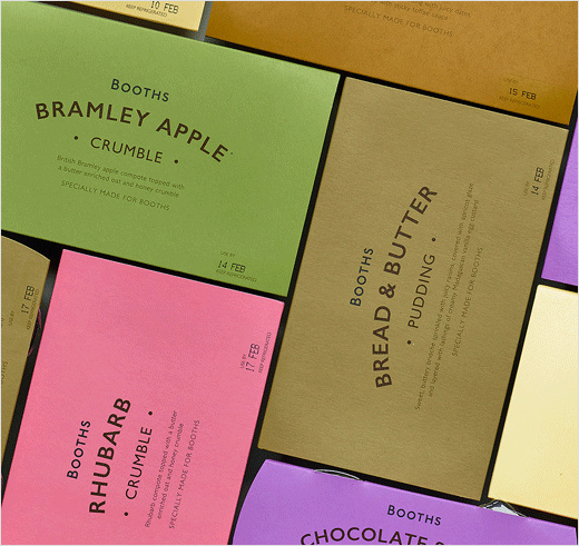 Booths蛋糕和布丁系列食品包裝設計，源自20世紀裝飾藝術靈感