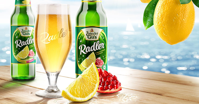 Radler啤酒檸檬水混合飲料包裝設計，富有設計美感和品牌識別力