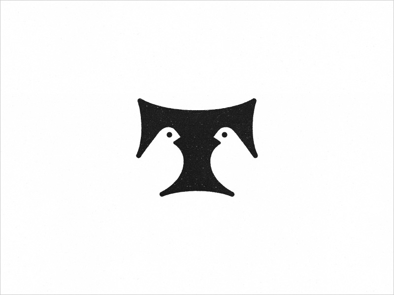 T 字母負(fù)空間鴿子創(chuàng)意Logo 設(shè)計(jì)