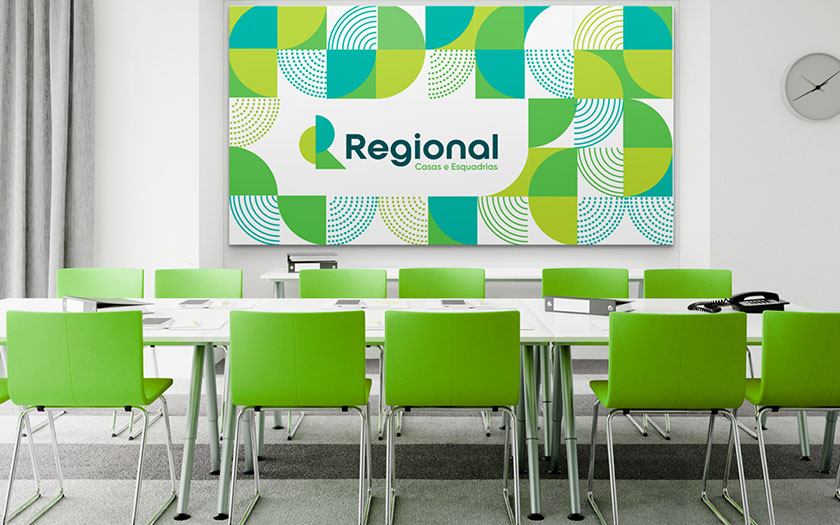 Regional house 房產中介品牌視覺形象vi設計，充滿活力的幾何色塊風格