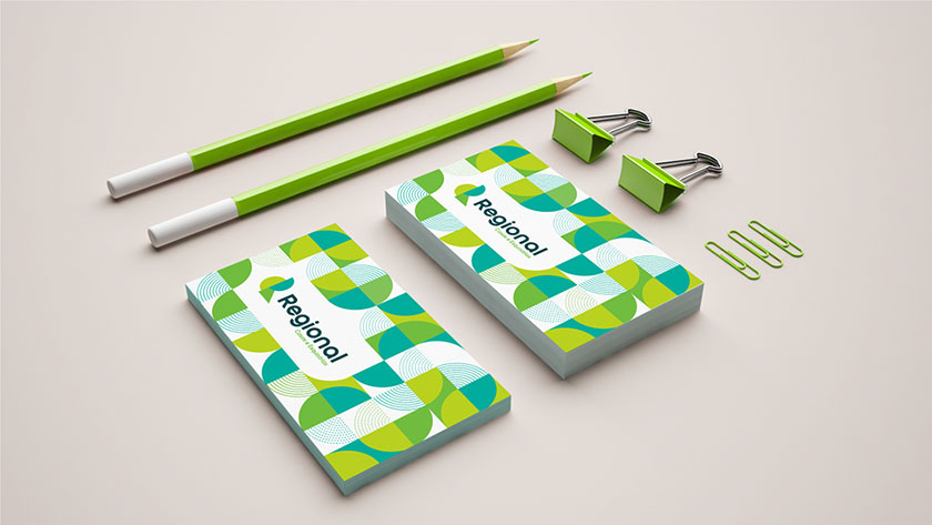 Regional house 房產中介品牌視覺形象vi設計，充滿活力的幾何色塊風格