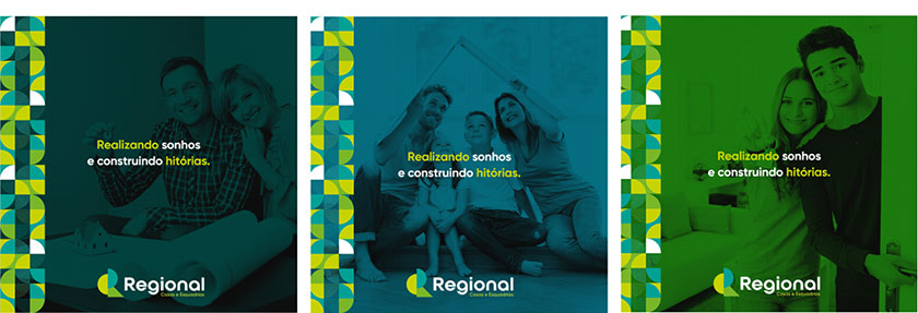 Regional house 房產中介品牌視覺形象vi設計，充滿活力的幾何色塊風格