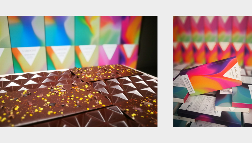 Laroché巧克力創造一個充滿活力多彩漸變色的包裝設計