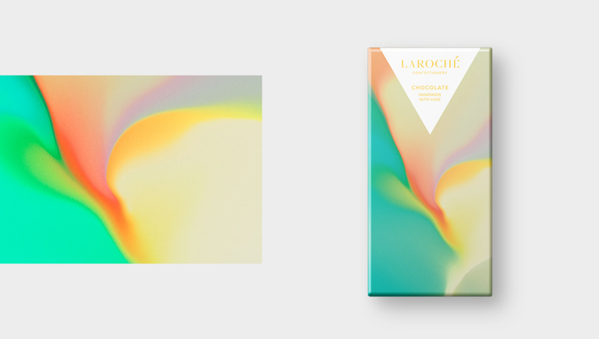 Laroché巧克力創造一個充滿活力多彩漸變色的包裝設計