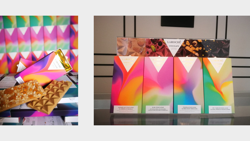 Laroché巧克力創造一個充滿活力多彩漸變色的包裝設計