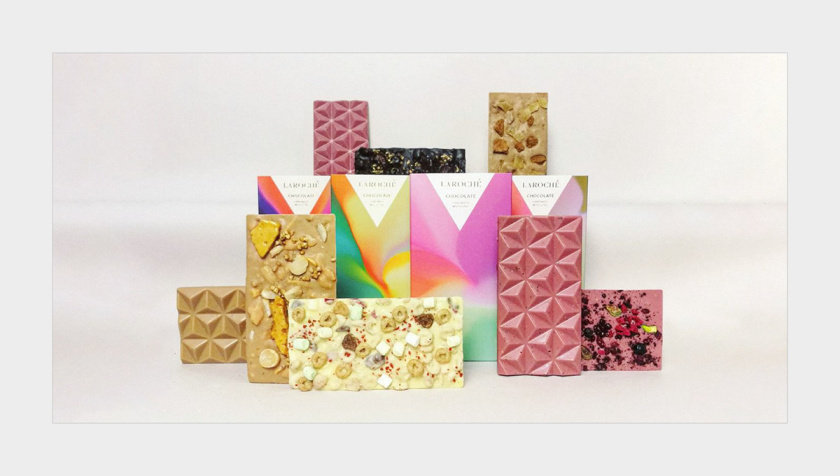 Laroché巧克力創造一個充滿活力多彩漸變色的包裝設計