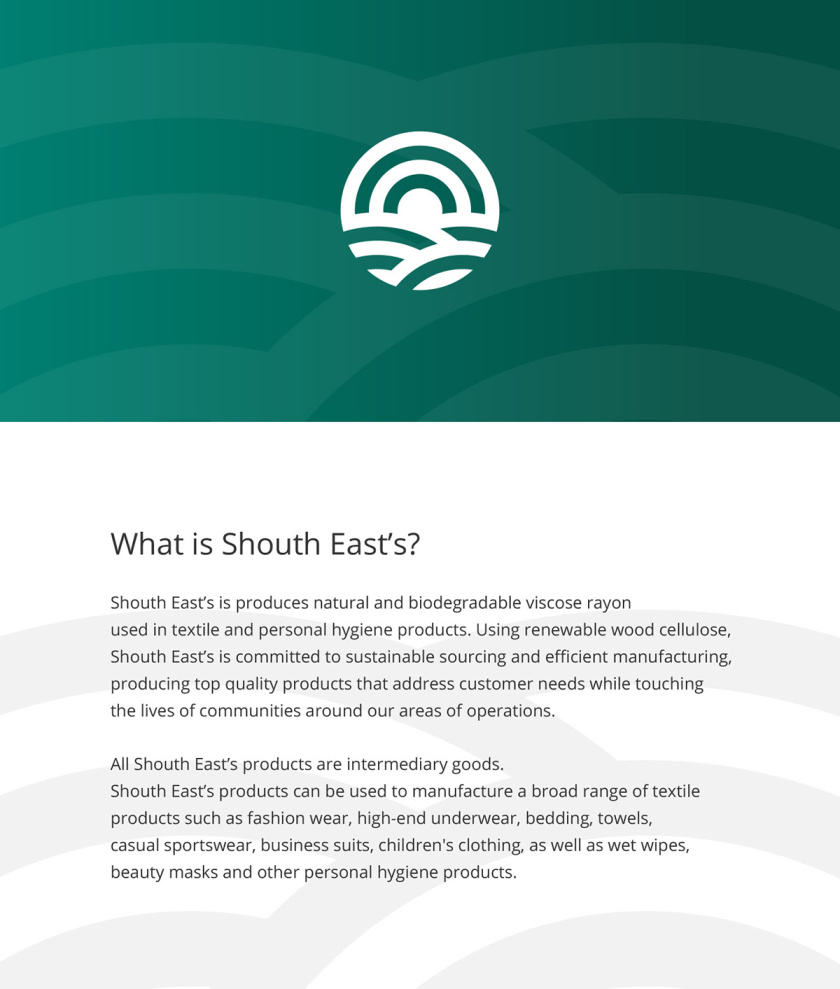 South East''s 人造絲紡織原料成分品牌logo設計vi設計，太陽農田纖維元素