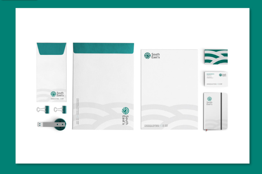 South East''s 人造絲紡織原料成分品牌logo設計vi設計-辦公用品