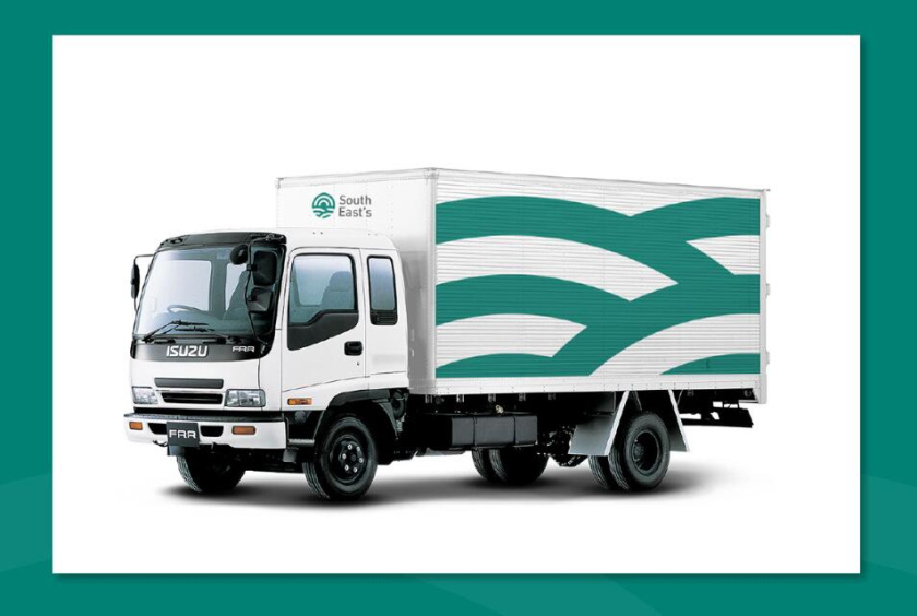 South East''s 人造絲紡織原料成分品牌logo設計vi設計-車身設計