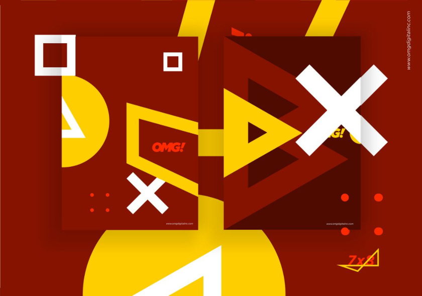 OMG 幾何抽象圖形風格海報設計與品牌vi設計