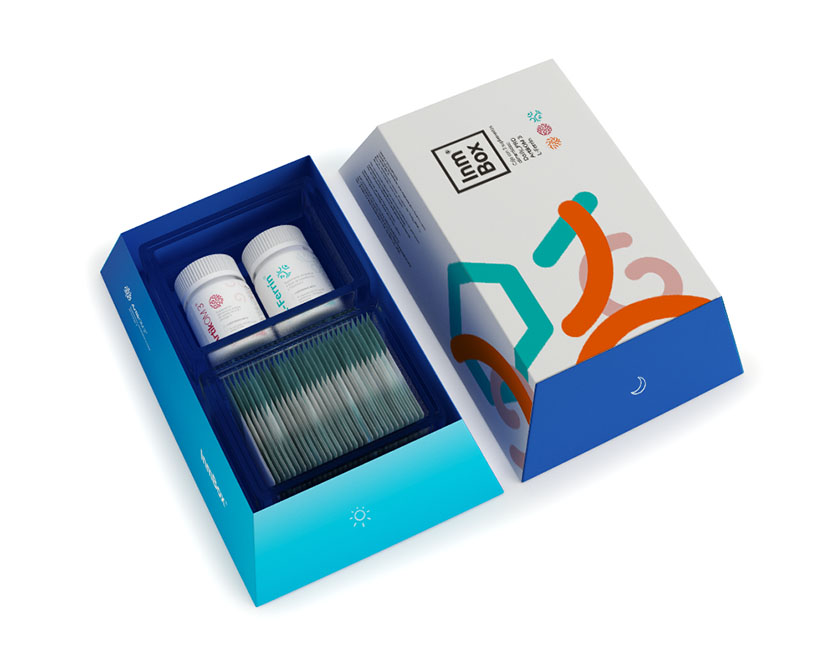 Inmbox免疫補(bǔ)充劑藥品包裝設(shè)計(jì)，白天和黑夜兩用