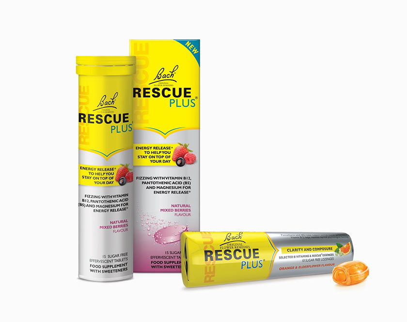 RESCUEPLUS維生素片包裝設計，色彩層次鮮明