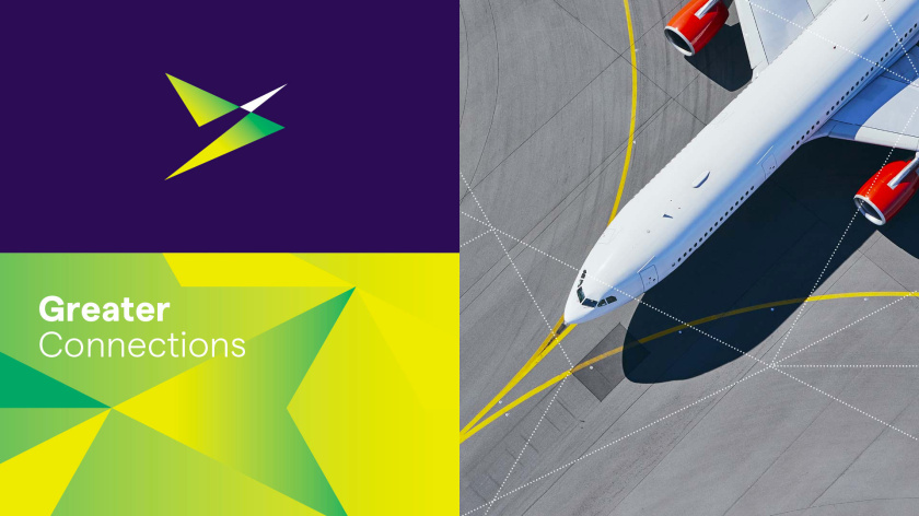 西悉尼國際機場新logo設(shè)計與品牌視覺形象vi設(shè)計，動感的三角形