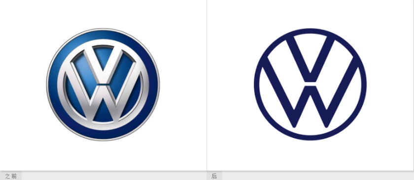 大眾汽車扁平簡約風新logo設計