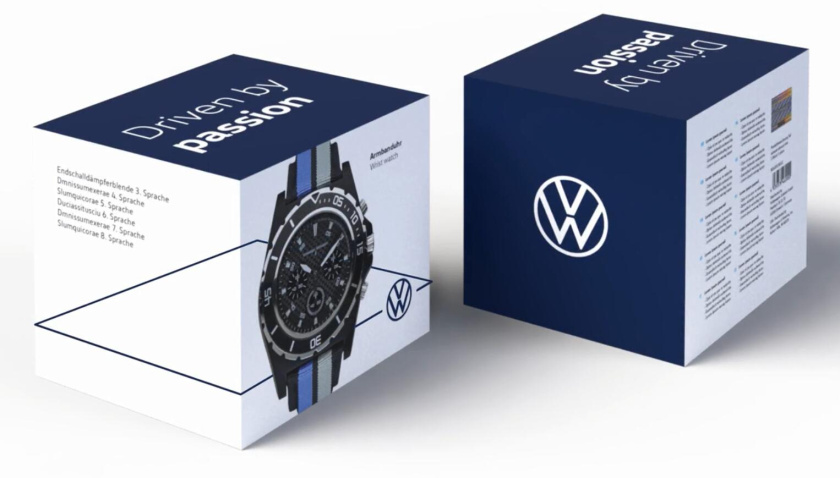 大眾汽車扁平簡約風新logo設計+”移動線框“輔助視覺識別元素