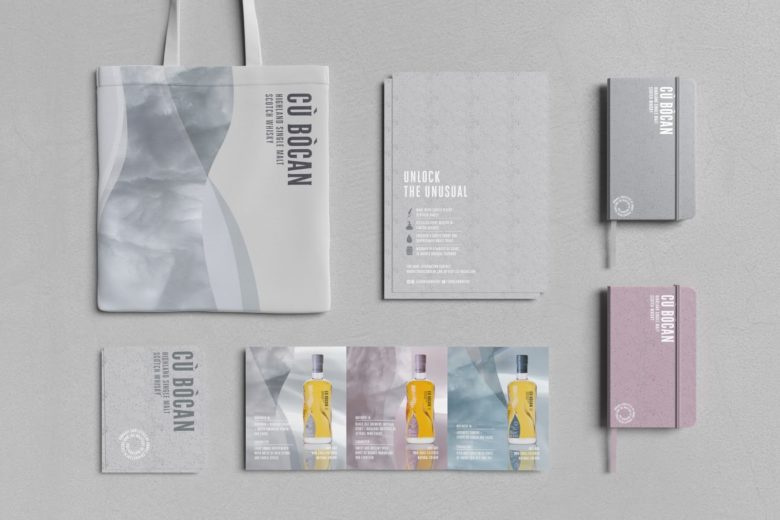 CùBòcan 威士忌酒包裝設計瓶型設計，優雅的多層次視覺效果