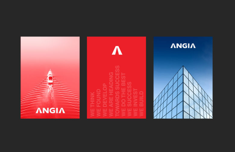 ANGIA房地產投資公司logo/VI設計，源自建筑的向上運動風格