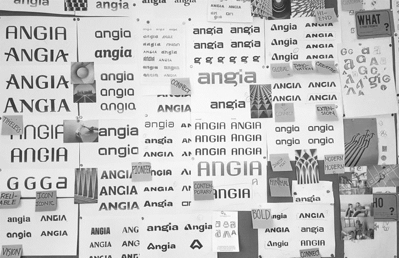 ANGIA房地產投資公司logo/VI設計，源自建筑的向上運動風格