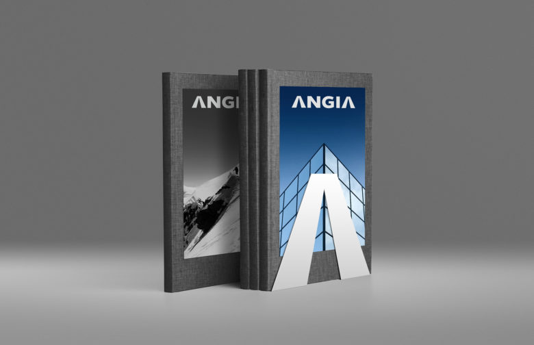 ANGIA房地產投資公司logo/VI設計，源自建筑的向上運動風格