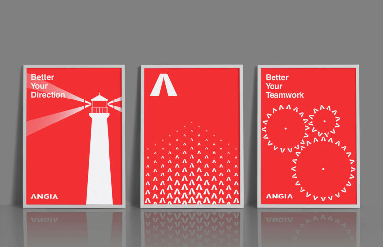 ANGIA房地產投資公司logo/VI設計，源自建筑的向上運動風格