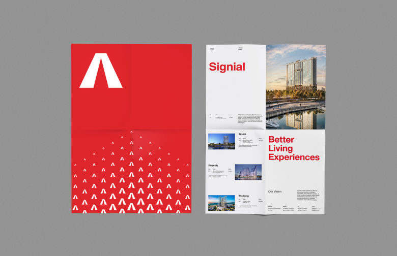 ANGIA房地產投資公司logo/VI設計，源自建筑的向上運動風格