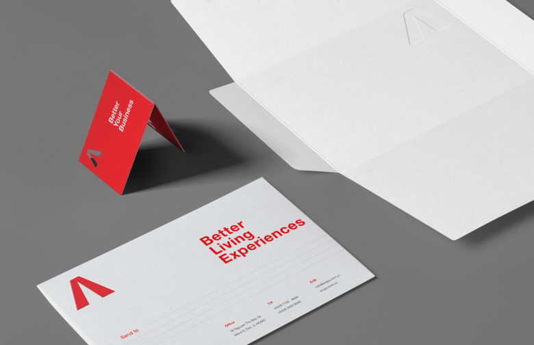 ANGIA房地產投資公司logo/VI設計，源自建筑的向上運動風格