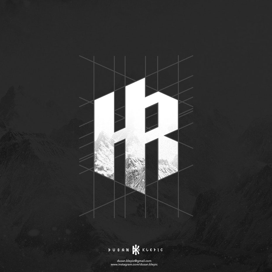 幾何黑白logo設計-Heidler Raabe標志logo