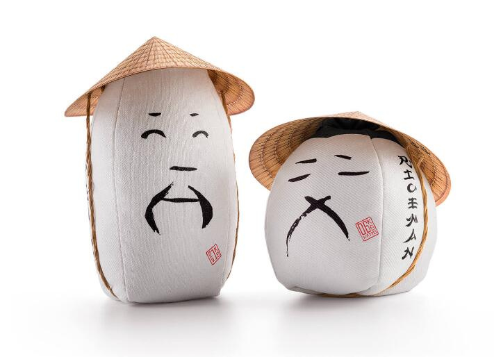 RICEMAN日式大米包裝設計，斗笠帽子麻布農民造型