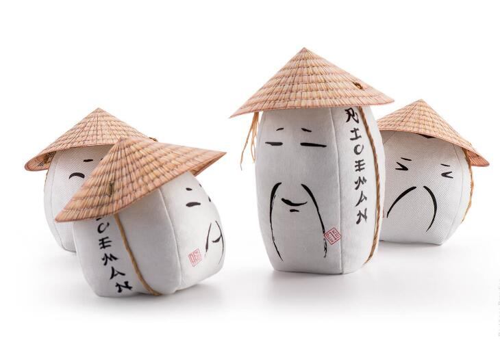 RICEMAN日式大米包裝設計，斗笠帽子麻布農民造型