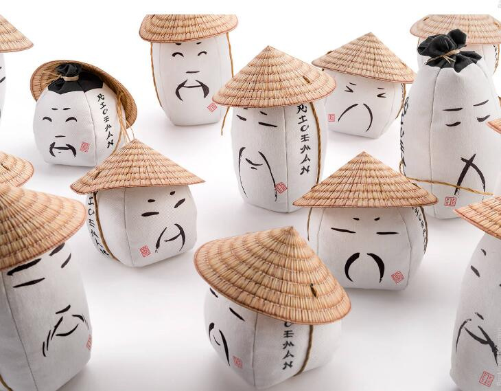 RICEMAN日式大米包裝設計，斗笠帽子麻布農民造型