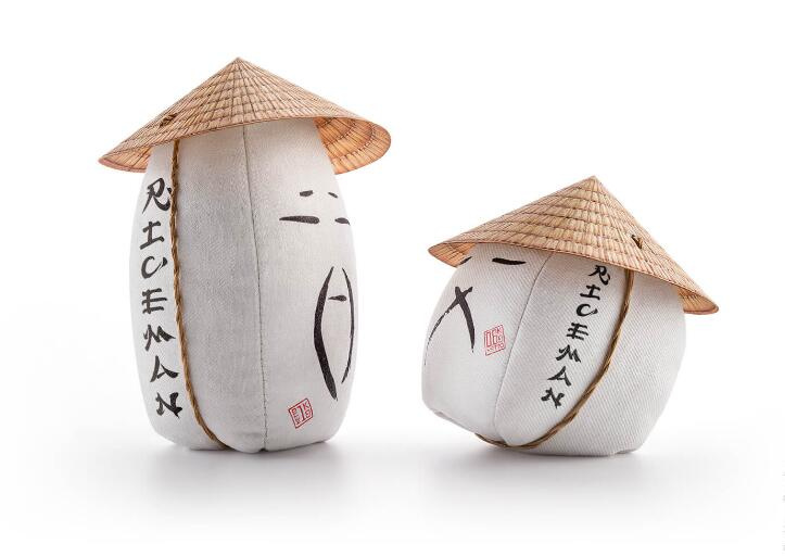 RICEMAN日式大米包裝設計，斗笠帽子麻布農民造型