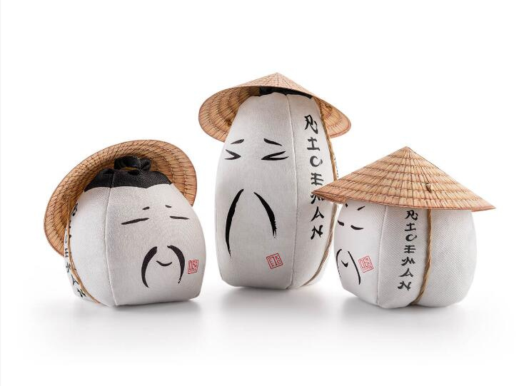 RICEMAN日式大米包裝設計，斗笠帽子麻布農民造型