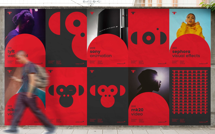 Envolve 媒體品牌形象重塑與簡約幾何風格猴頭logo設計