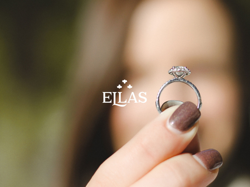 ELLAS珠寶品牌logo設計與品牌vi形象設計，三個花朵徽章