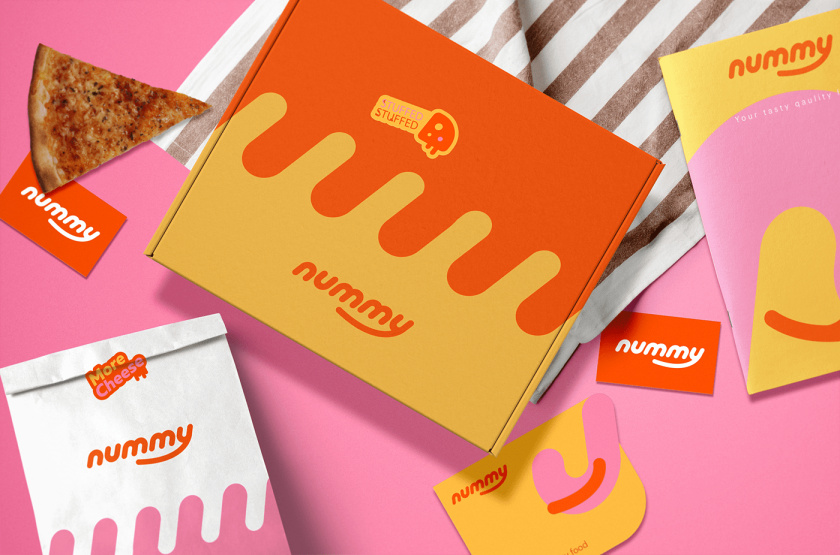 Nummy云端廚房外賣美食品牌logo設計與形象vi設計，源自字母n的識別符號