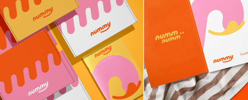 Nummy云端廚房外賣美食品牌logo設計與形象vi設計，源自字母n的識別符號